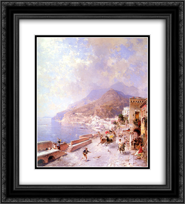 Amalfi 20x22 Black Ornate Wood Framed Art Print Poster with Double Matting by Unterberger, Franz Richard
