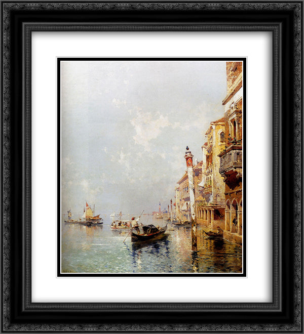 Giudecca Canal 20x22 Black Ornate Wood Framed Art Print Poster with Double Matting by Unterberger, Franz Richard