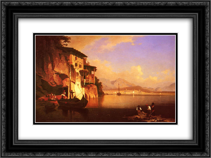 Motio of Lake Garda 24x18 Black Ornate Wood Framed Art Print Poster with Double Matting by Unterberger, Franz Richard