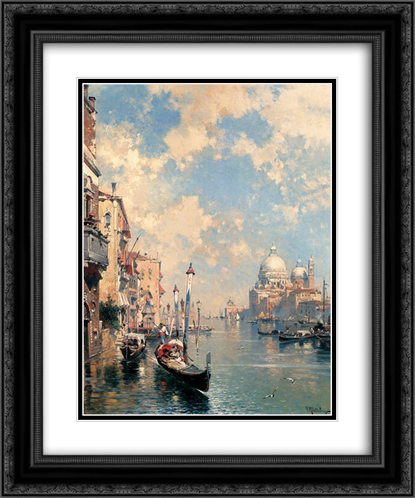 The Grand Canal, Venice 20x24 Black Ornate Wood Framed Art Print Poster with Double Matting by Unterberger, Franz Richard