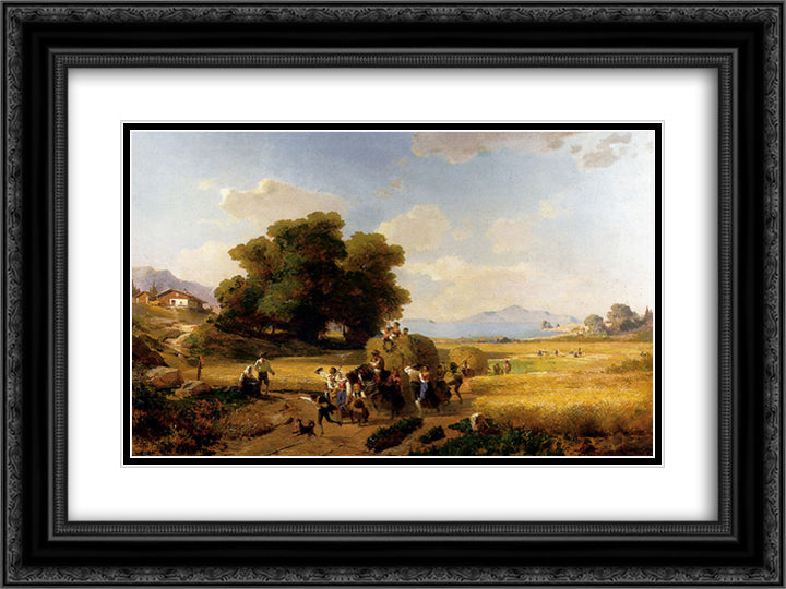 The Last Day Of The Harvest 24x18 Black Ornate Wood Framed Art Print Poster with Double Matting by Unterberger, Franz Richard