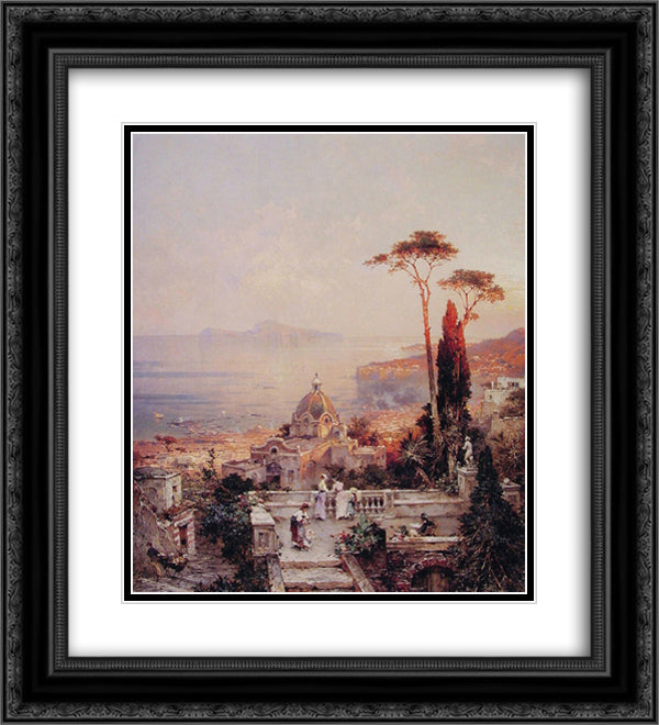 The view from the Balcony 20x22 Black Ornate Wood Framed Art Print Poster with Double Matting by Unterberger, Franz Richard