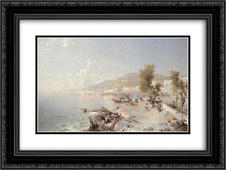 Vietri Sul Mare, Looking Towards Salerno 24x18 Black Ornate Wood Framed Art Print Poster with Double Matting by Unterberger, Franz Richard