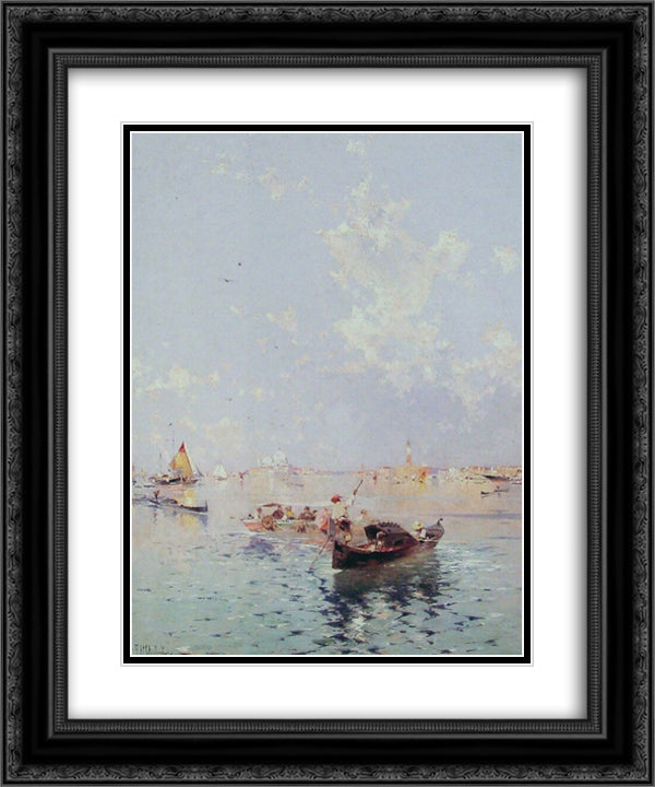 View to Saint Mark's Square, Venice 20x24 Black Ornate Wood Framed Art Print Poster with Double Matting by Unterberger, Franz Richard
