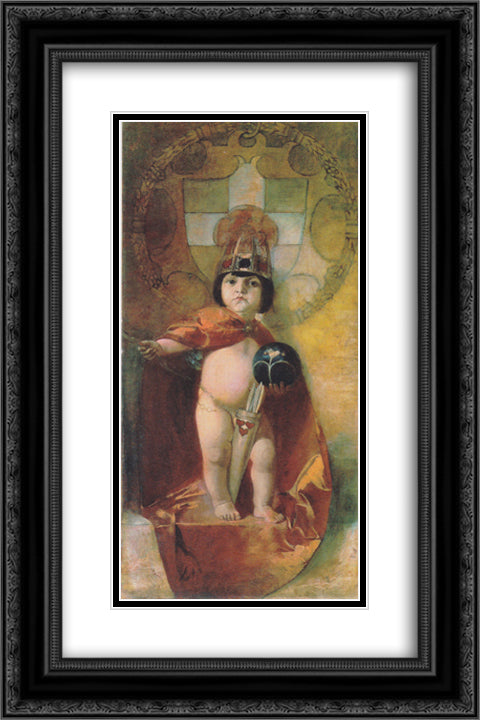 Amor Imperator 16x24 Black Ornate Wood Framed Art Print Poster with Double Matting by Stuck, Franz