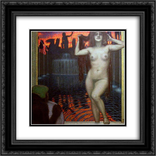 Bathsheba 20x20 Black Ornate Wood Framed Art Print Poster with Double Matting by Stuck, Franz