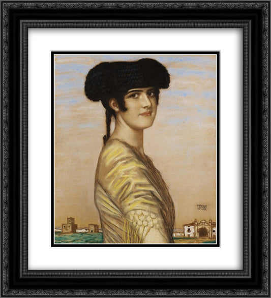 Daughter Mary as a Spanish 20x22 Black Ornate Wood Framed Art Print Poster with Double Matting by Stuck, Franz