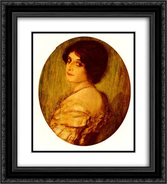 Female Portrait 20x22 Black Ornate Wood Framed Art Print Poster with Double Matting by Stuck, Franz