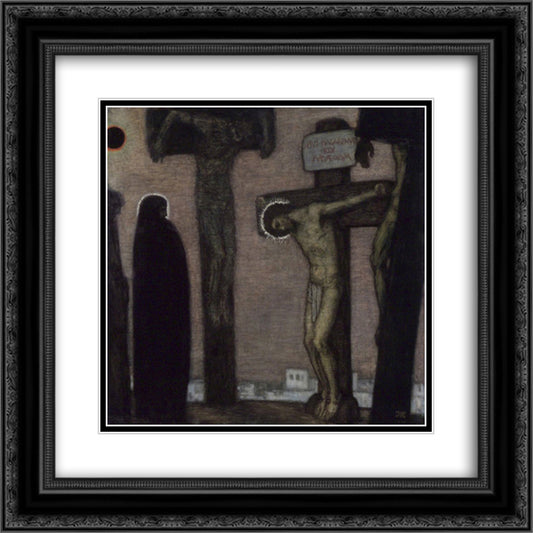 Golgotha 20x20 Black Ornate Wood Framed Art Print Poster with Double Matting by Stuck, Franz