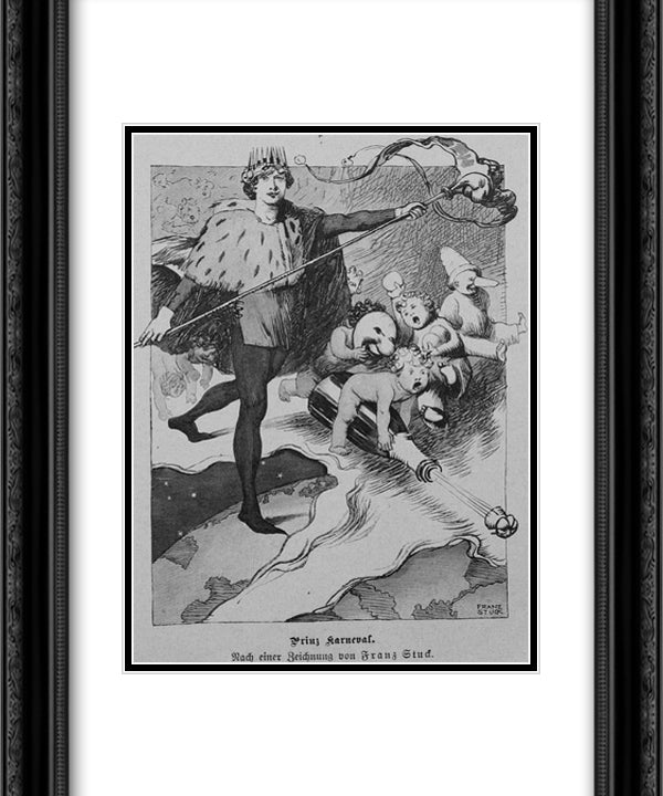 Illustration for magazine 'Die Gartenlaube' 20x24 Black Ornate Wood Framed Art Print Poster with Double Matting by Stuck, Franz