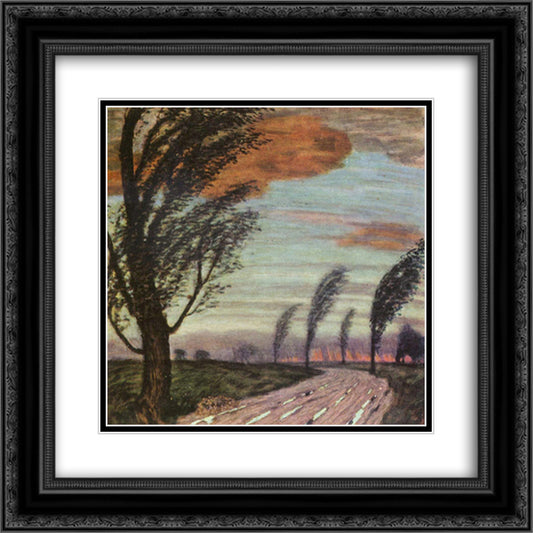 Landscape with storm 20x20 Black Ornate Wood Framed Art Print Poster with Double Matting by Stuck, Franz