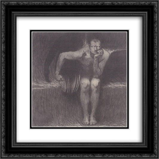 Lucifer 20x20 Black Ornate Wood Framed Art Print Poster with Double Matting by Stuck, Franz