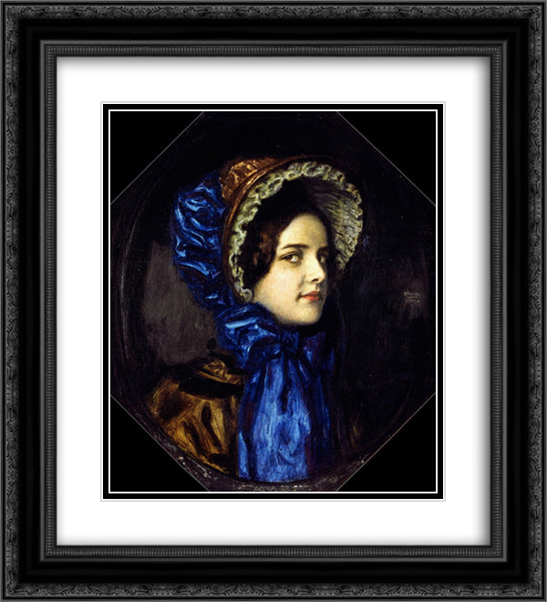 Mary with Biedermeier hut 20x22 Black Ornate Wood Framed Art Print Poster with Double Matting by Stuck, Franz