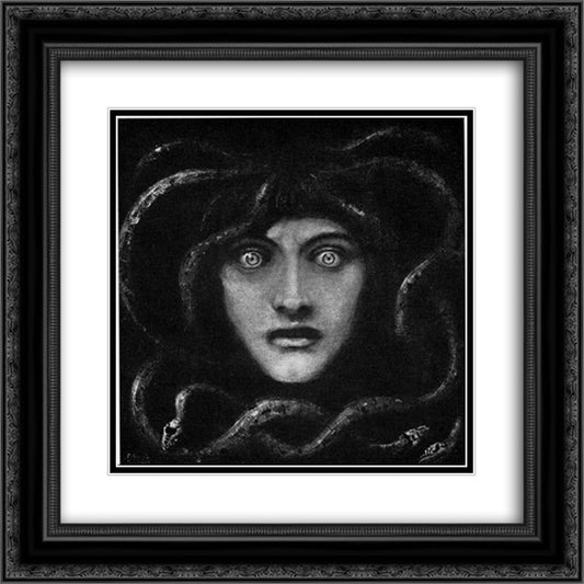 Medusa 20x20 Black Ornate Wood Framed Art Print Poster with Double Matting by Stuck, Franz