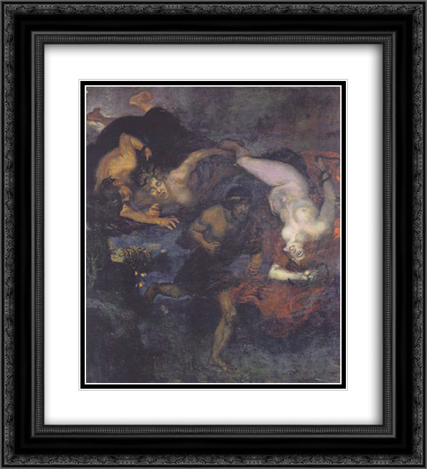 Orestes and the Erinyes 20x22 Black Ornate Wood Framed Art Print Poster with Double Matting by Stuck, Franz