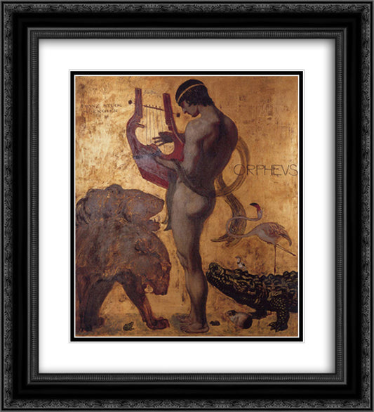 Orpheus 20x22 Black Ornate Wood Framed Art Print Poster with Double Matting by Stuck, Franz