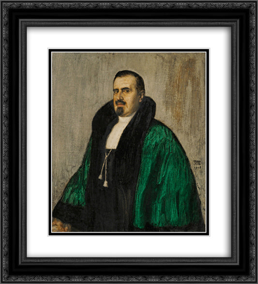 Portrait of Prof. Dr. Josef Amann, Albert Jr., a gynecologist, a university professor and art collector 20x22 Black Ornate Wood Framed Art Print Poster with Double Matting by Stuck, Franz