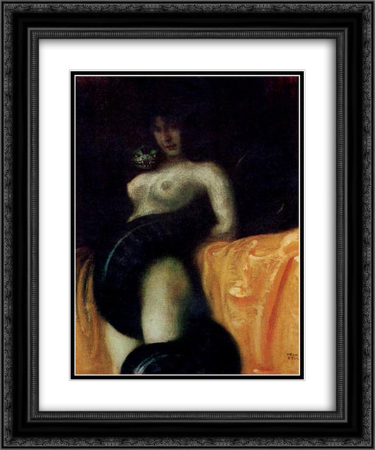 Sensuality 20x24 Black Ornate Wood Framed Art Print Poster with Double Matting by Stuck, Franz