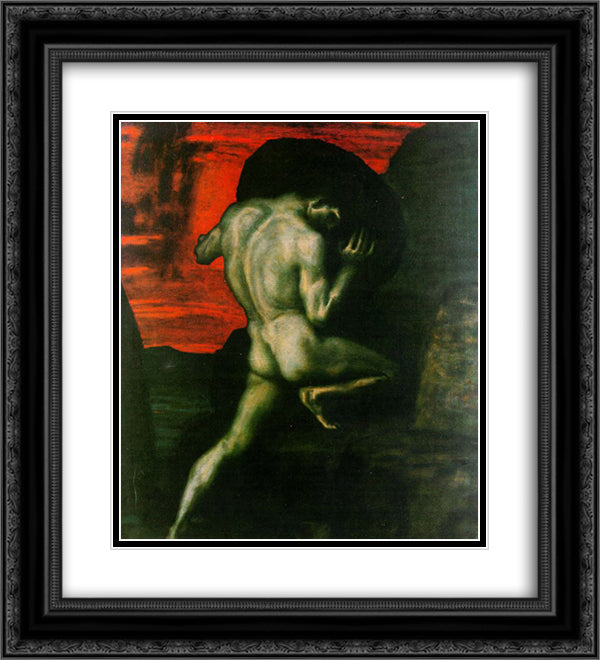 Sisyphus 20x22 Black Ornate Wood Framed Art Print Poster with Double Matting by Stuck, Franz