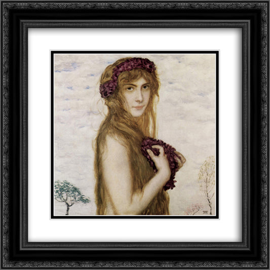 Spring 20x20 Black Ornate Wood Framed Art Print Poster with Double Matting by Stuck, Franz