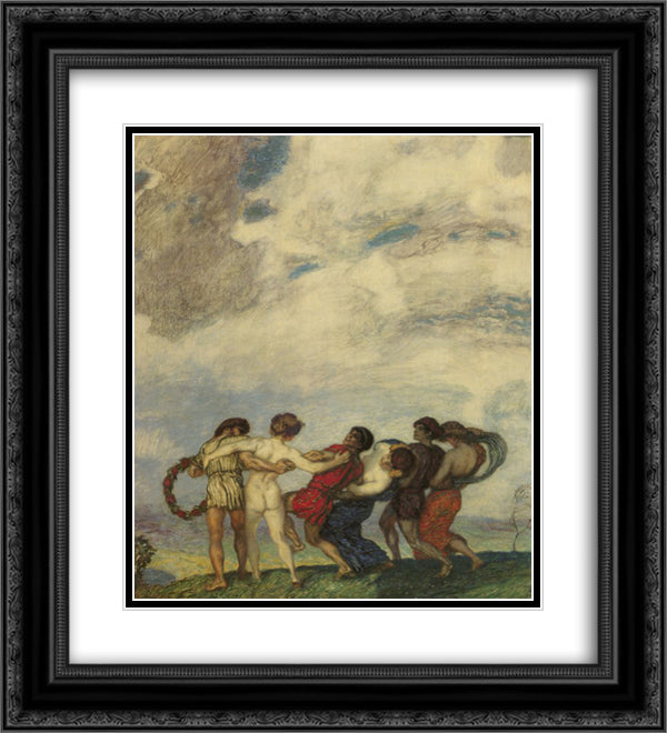 Spring Dance 20x22 Black Ornate Wood Framed Art Print Poster with Double Matting by Stuck, Franz