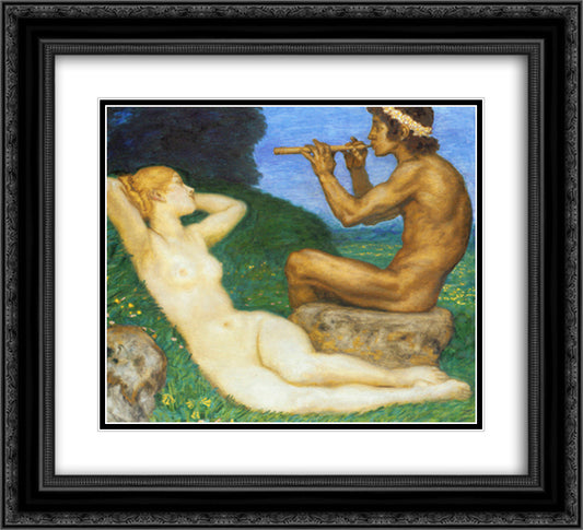 Springtime of love 22x20 Black Ornate Wood Framed Art Print Poster with Double Matting by Stuck, Franz