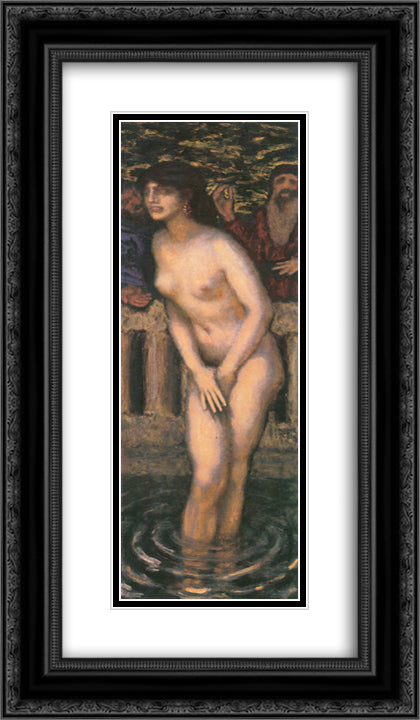 Susanna and the Elders 14x24 Black Ornate Wood Framed Art Print Poster with Double Matting by Stuck, Franz