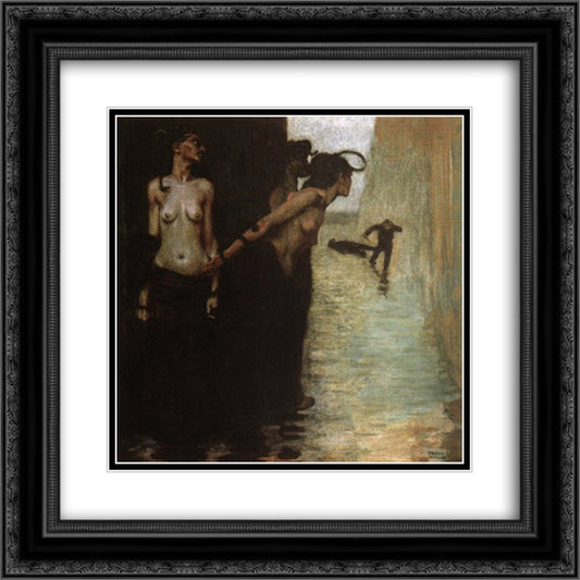 The Murderer 20x20 Black Ornate Wood Framed Art Print Poster with Double Matting by Stuck, Franz