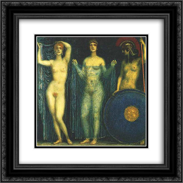 The three goddesses Hera, Aphrodite, Athena 20x20 Black Ornate Wood Framed Art Print Poster with Double Matting by Stuck, Franz