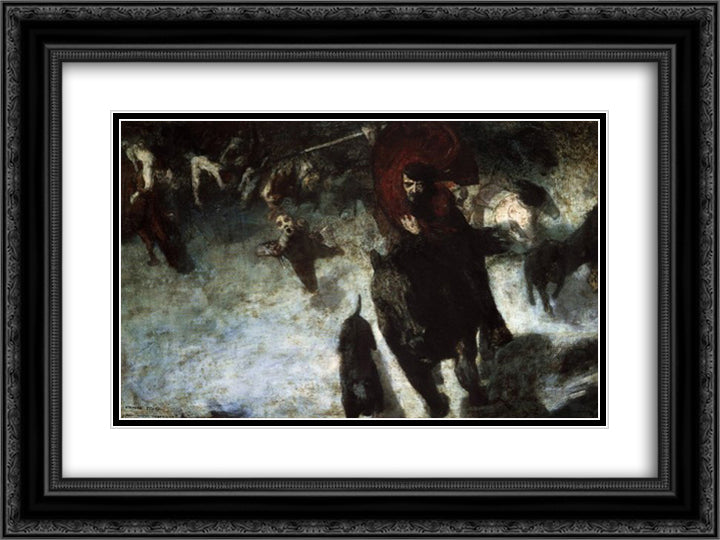 Wild Chase 24x18 Black Ornate Wood Framed Art Print Poster with Double Matting by Stuck, Franz