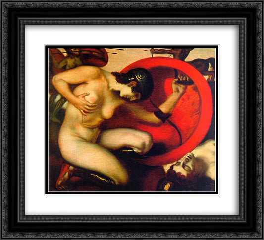 Wounded Amazon 22x20 Black Ornate Wood Framed Art Print Poster with Double Matting by Stuck, Franz