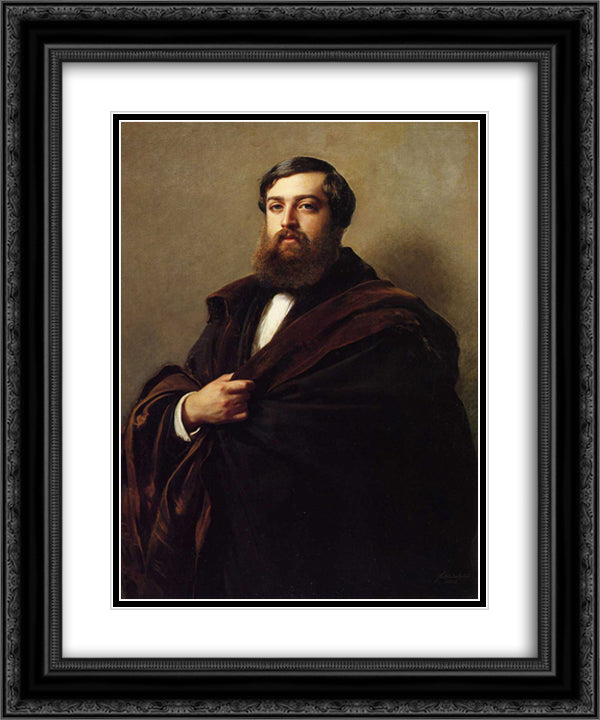 Alfred Emilien, Comte de Nieuwerkerke 20x24 Black Ornate Wood Framed Art Print Poster with Double Matting by Winterhalter, Franz Xaver