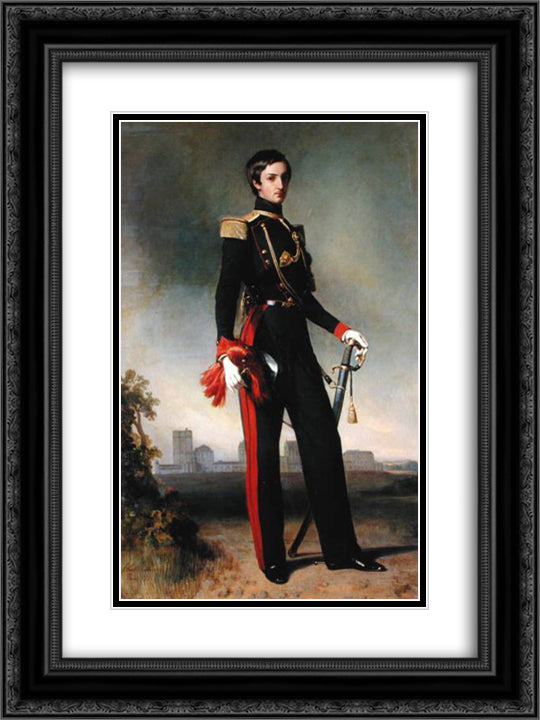Antoine-Marie-Philippe-Louis d'Orleans Duc de Montpensier 18x24 Black Ornate Wood Framed Art Print Poster with Double Matting by Winterhalter, Franz Xaver