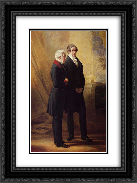 Arthur Wellesley, 1st Duke of Wellington with Sir Robert Peel 18x24 Black Ornate Wood Framed Art Print Poster with Double Matting by Winterhalter, Franz Xaver
