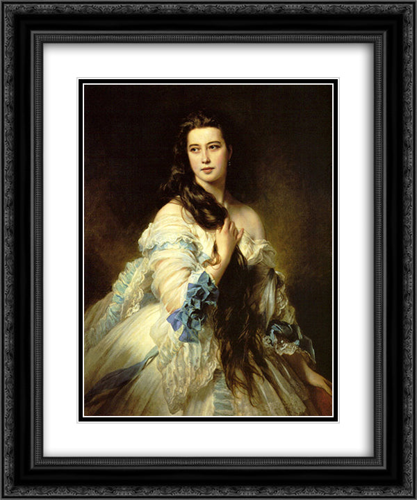Barbara Dmitrievna Mergassov-Rimsky-Korsakova 20x24 Black Ornate Wood Framed Art Print Poster with Double Matting by Winterhalter, Franz Xaver