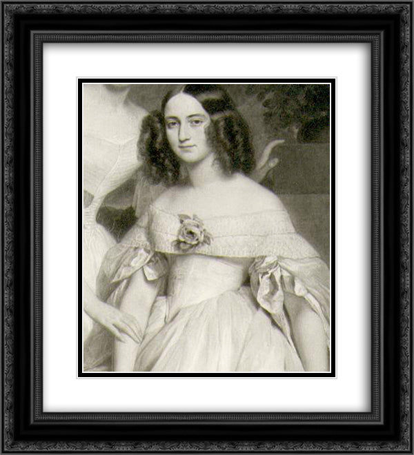 Caroline Elisabeth de Lagrange 20x22 Black Ornate Wood Framed Art Print Poster with Double Matting by Winterhalter, Franz Xaver