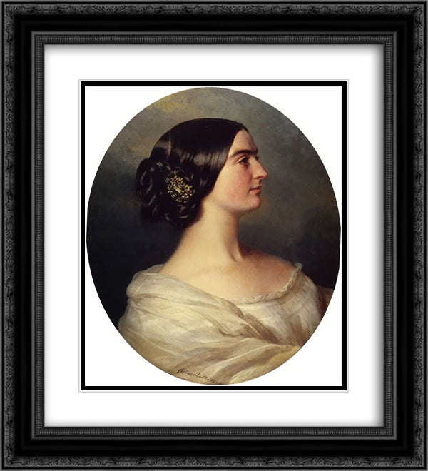 Charlotte Stuart, Viscountess Canning 20x22 Black Ornate Wood Framed Art Print Poster with Double Matting by Winterhalter, Franz Xaver
