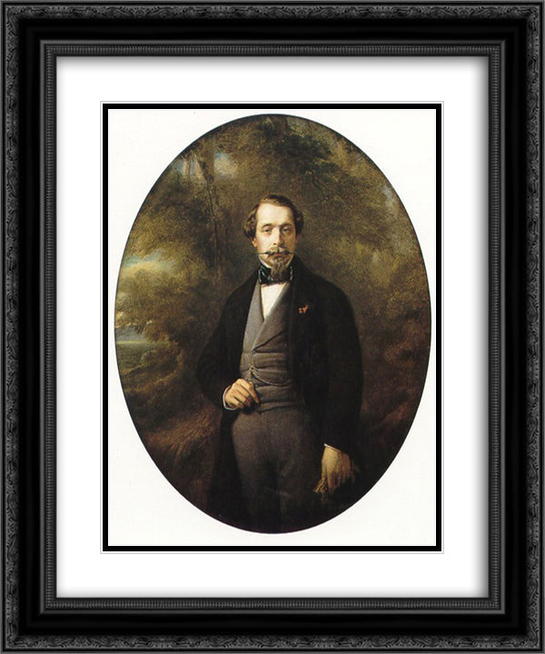 Emperor Napoleon III 20x24 Black Ornate Wood Framed Art Print Poster with Double Matting by Winterhalter, Franz Xaver