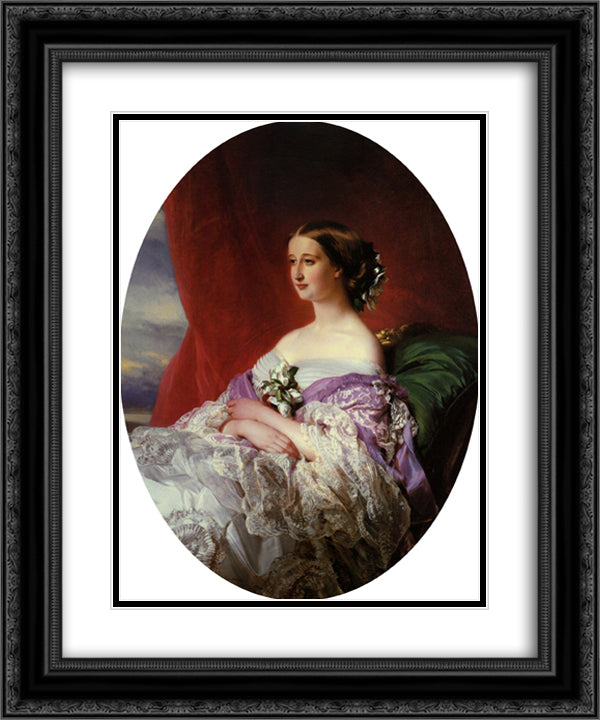 Empress Eugenie 20x24 Black Ornate Wood Framed Art Print Poster with Double Matting by Winterhalter, Franz Xaver