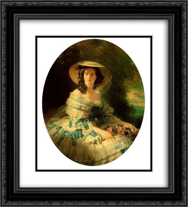 Eugenie de Montijo, Empress of France 20x22 Black Ornate Wood Framed Art Print Poster with Double Matting by Winterhalter, Franz Xaver