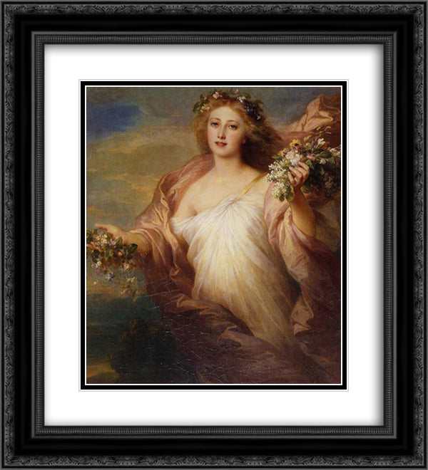 Frubling 20x22 Black Ornate Wood Framed Art Print Poster with Double Matting by Winterhalter, Franz Xaver