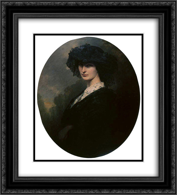 Jadwiga Potocka, Countess Branicka 20x22 Black Ornate Wood Framed Art Print Poster with Double Matting by Winterhalter, Franz Xaver