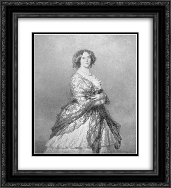 Kaiserin Auguste 20x22 Black Ornate Wood Framed Art Print Poster with Double Matting by Winterhalter, Franz Xaver