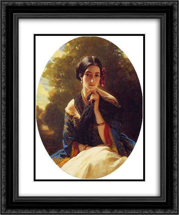 Leonilla Wittgenstein 20x24 Black Ornate Wood Framed Art Print Poster with Double Matting by Winterhalter, Franz Xaver
