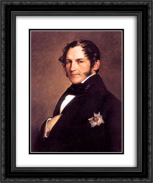 Leopold I 20x24 Black Ornate Wood Framed Art Print Poster with Double Matting by Winterhalter, Franz Xaver