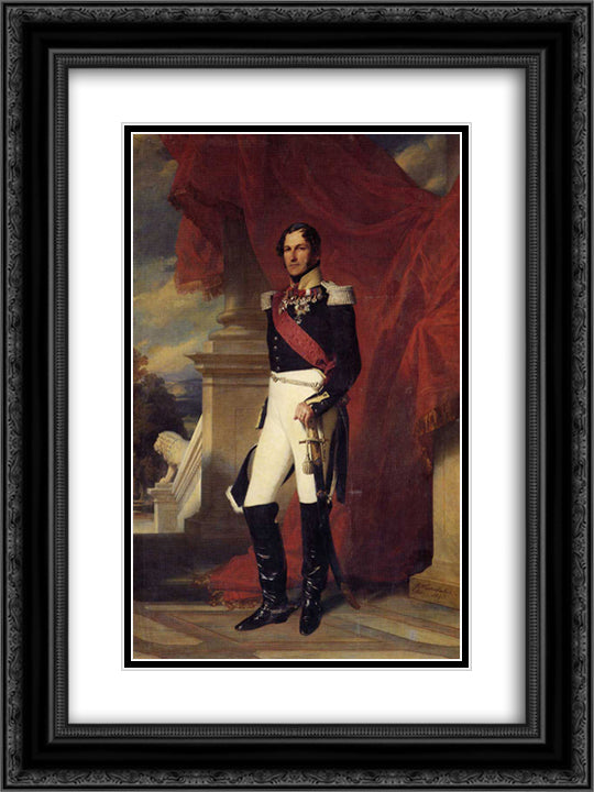Leopold I 18x24 Black Ornate Wood Framed Art Print Poster with Double Matting by Winterhalter, Franz Xaver