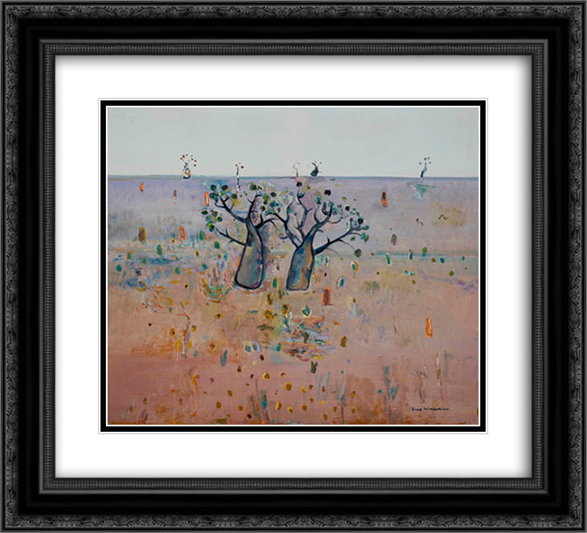 Boab trees, Kimberley's 22x20 Black Ornate Wood Framed Art Print Poster with Double Matting by Williams, Fred