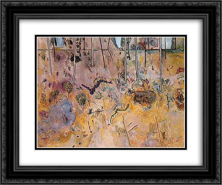 Landscape with Acacias 24x20 Black Ornate Wood Framed Art Print Poster with Double Matting by Williams, Fred