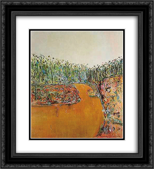 Landscape with Goose 20x22 Black Ornate Wood Framed Art Print Poster with Double Matting by Williams, Fred