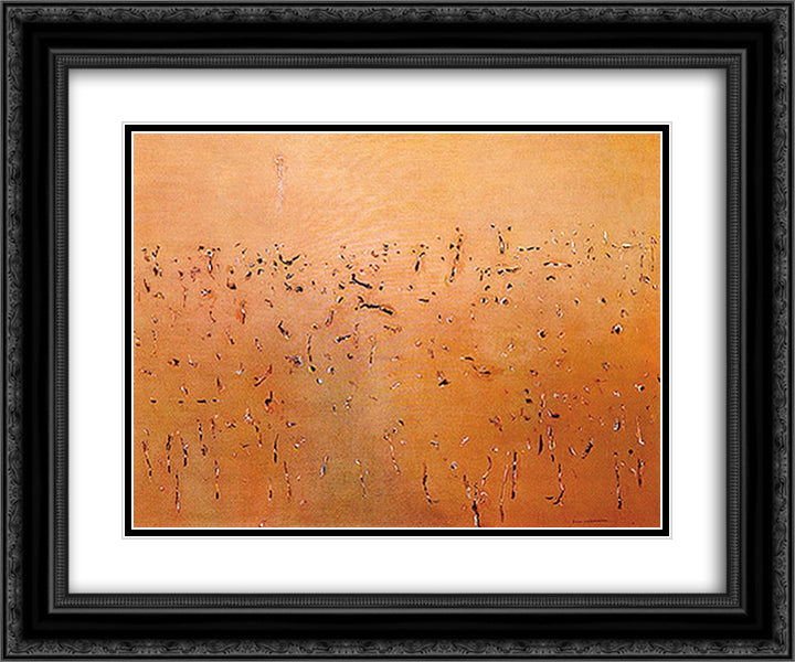 Yellow Landscape 24x20 Black Ornate Wood Framed Art Print Poster with Double Matting by Williams, Fred